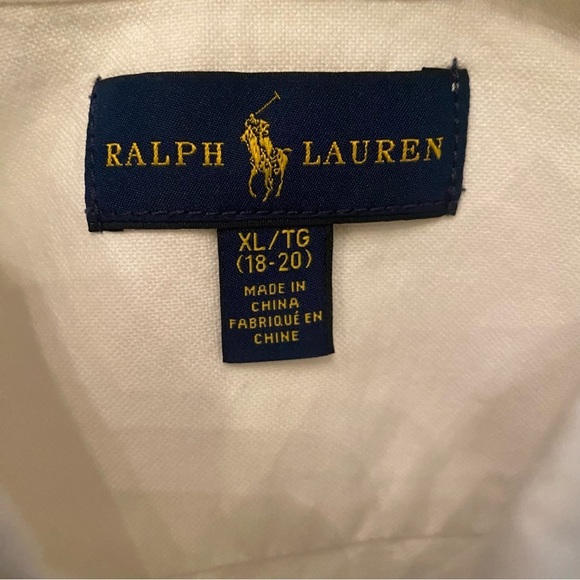 RALPH LAUREN Boys Teens Polo Pony Oxford Multicolor All Over Embroidery Top-XL - Picture 6 of 9
